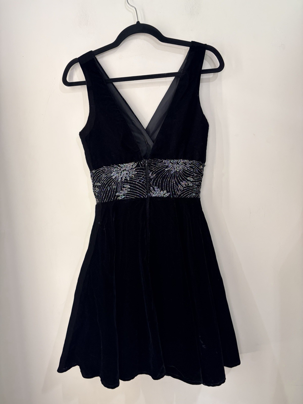 Vintage Starlight Expressions California Black Velvet Sparkle Dress Size 5 USA