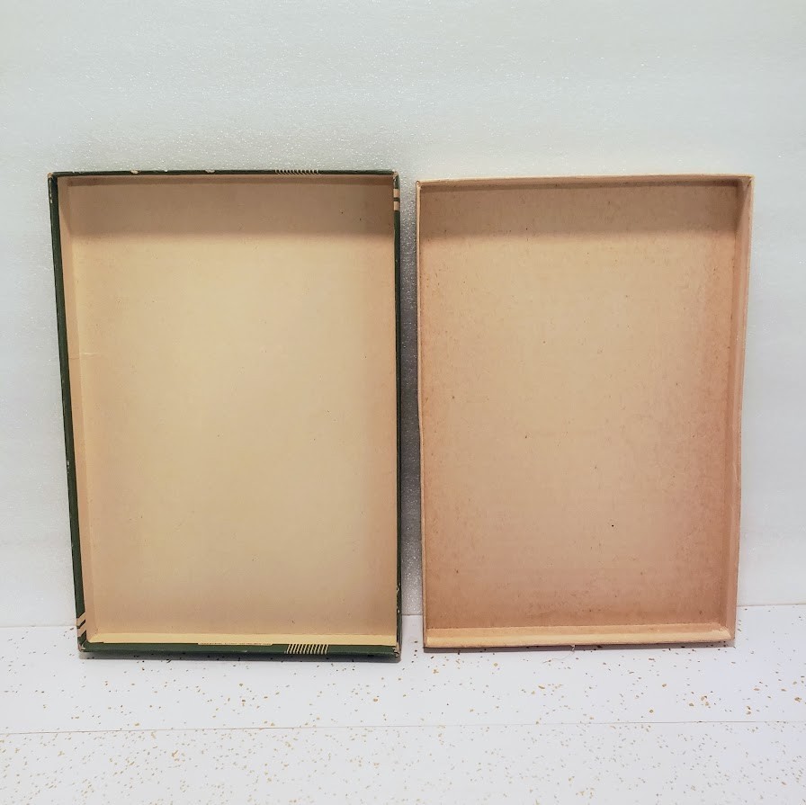 VTG 1930s Art Deco Hosiery Box Full Fashioned Stocking Display Scottie Dog Green