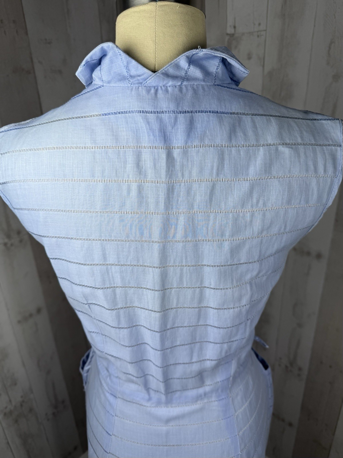 Vintage 1940s DRESS Frock Cotton Day DRESS Pale Blue Retro Pinup WWII S/M