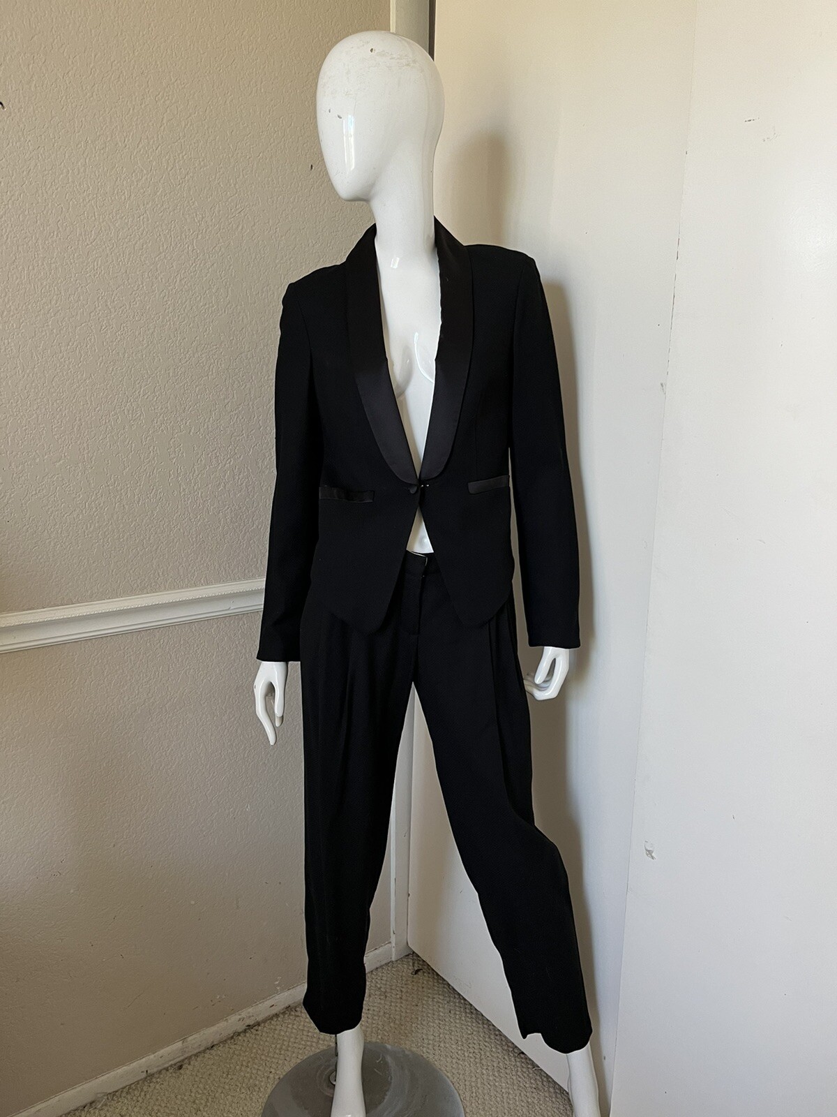 ARMAND BASI NEW! Black Viscose/Wool Women’s 2-Pc Suit Jacket & Pants EUR 40