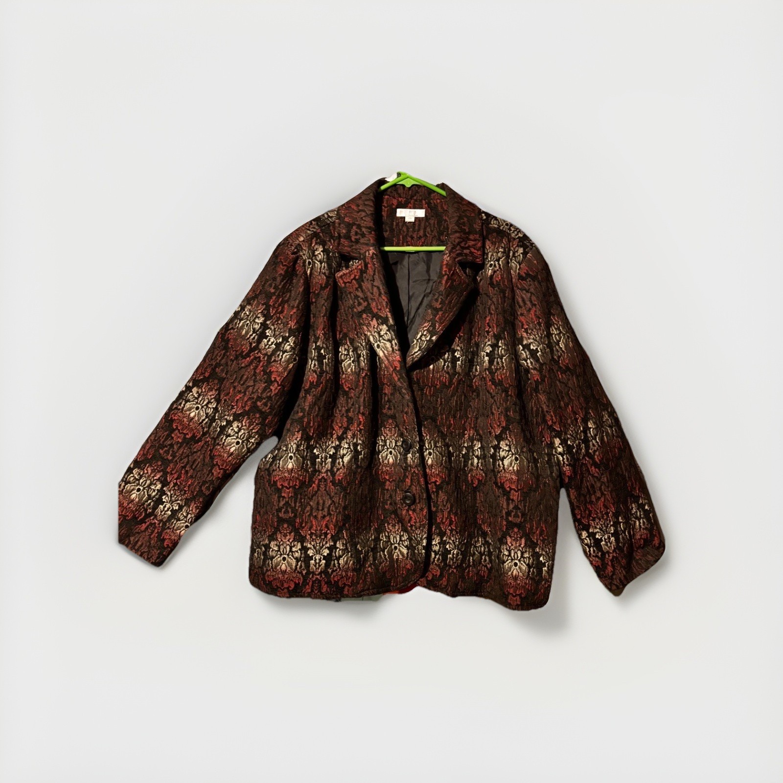 Erin London Metallic Floral Brocade Jacquard Blazer Jacket 2XL