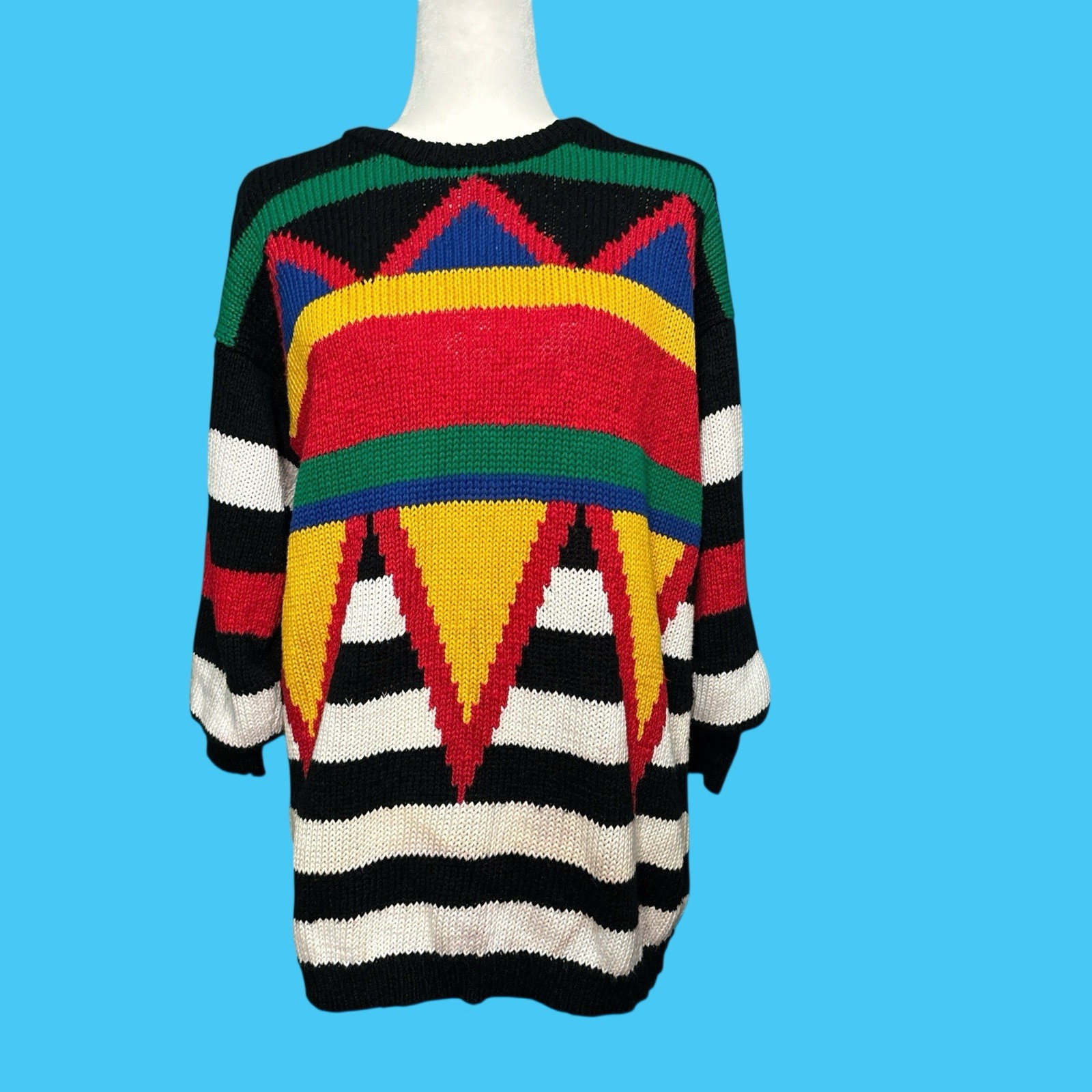 Vintage 80s/90sIB Diffusion geometric Striped Sweater