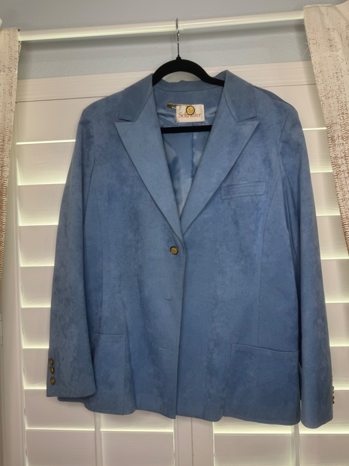 Vintage 90s Blue Suede Skirt Suit | Abe Schrader | Size 20 | Made USA