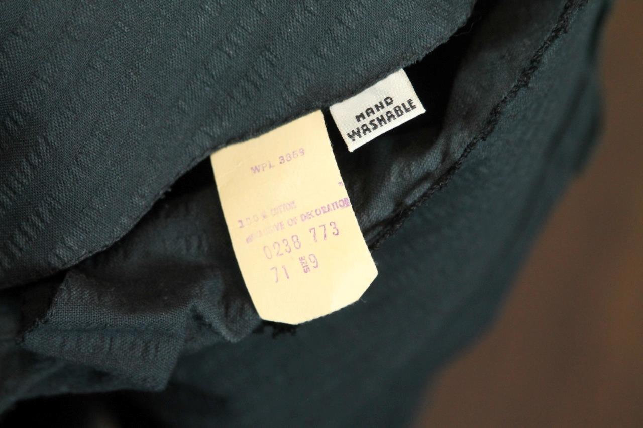 Vtg 70s RUTH NORMAN for GAY GIBSON Ethnic Embroidered Black Fit Flare Dress 9