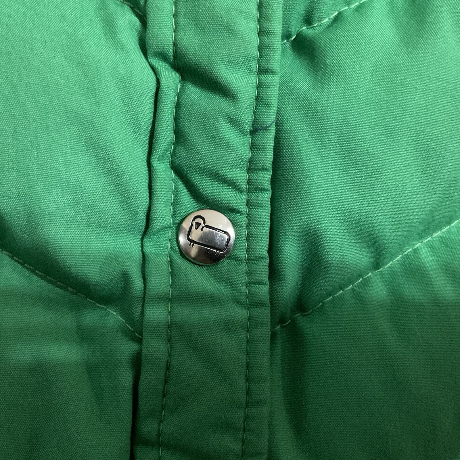 Vintage 80 Woolrich Woman Kelly Green Puffer Vest Chevron Quilt Western V-Yoke L