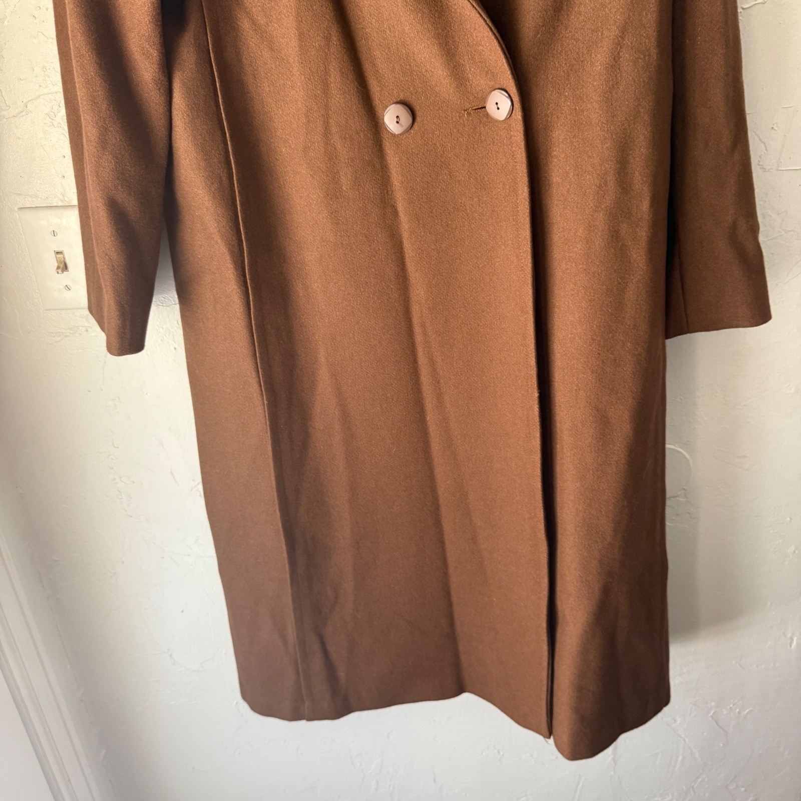Vintage Max New York Wool Blend Long Coat Brown Large Clean Girl Peppy Academia