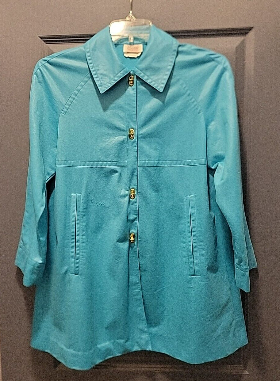 VINTAGE TEAL AQUA SERBIN SPORT Jacket Car COAT Women’s SIZE 10 Mod Made IN USA