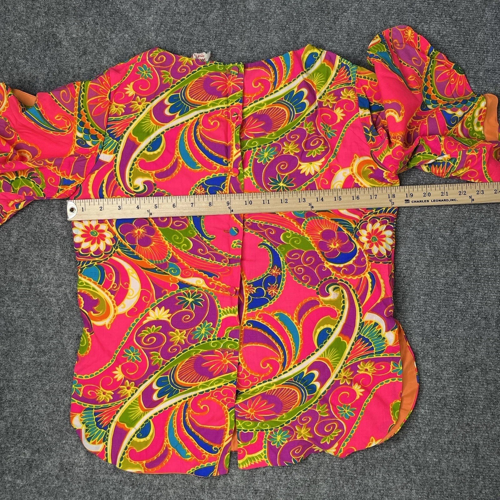 Vtg 1970s Joy Stevens California Floral Bright Colored Shirt Blouse Womens S