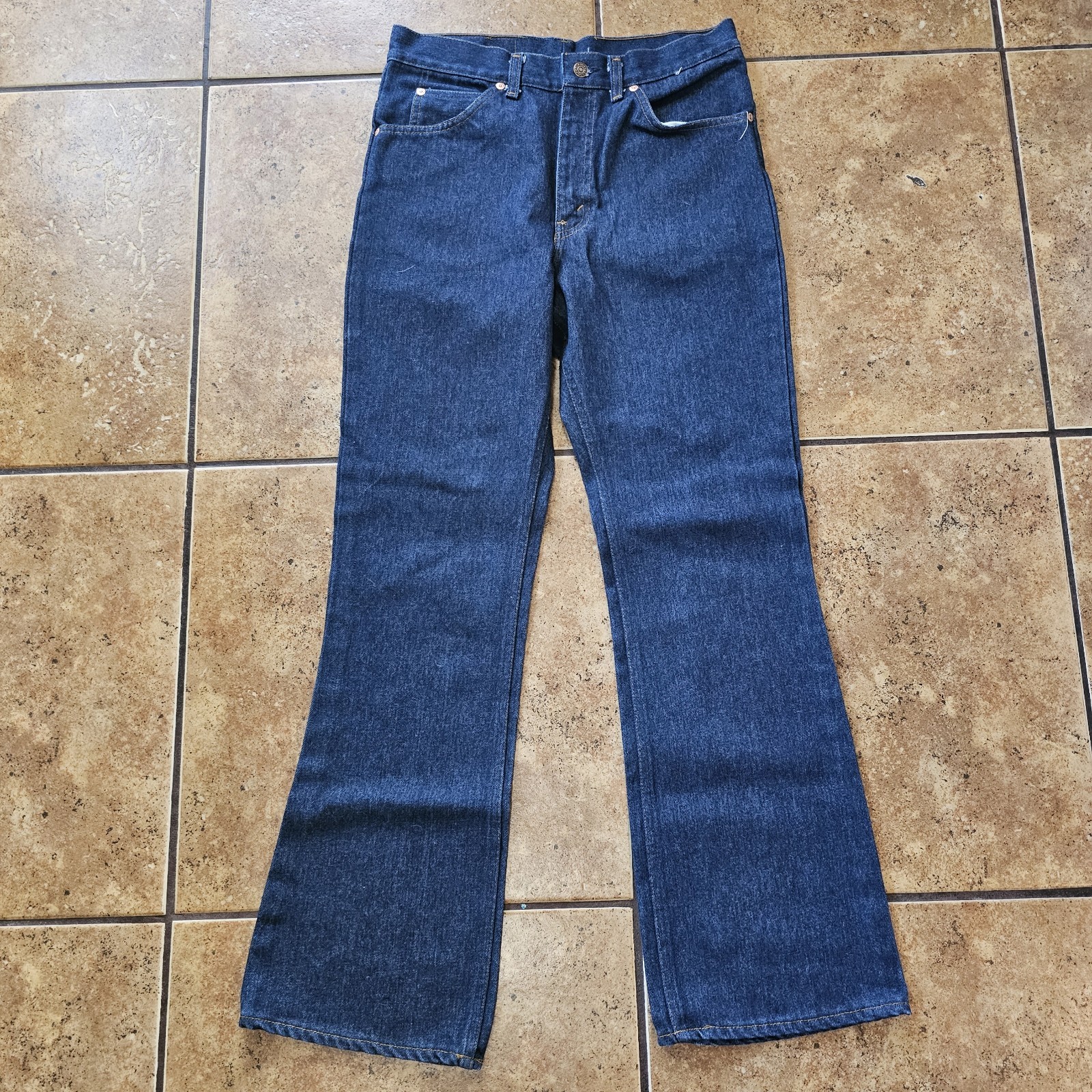 Vintage 1970’s Dark Denim JC Penney Flare Leg Jeans Plain Pockets 31X31