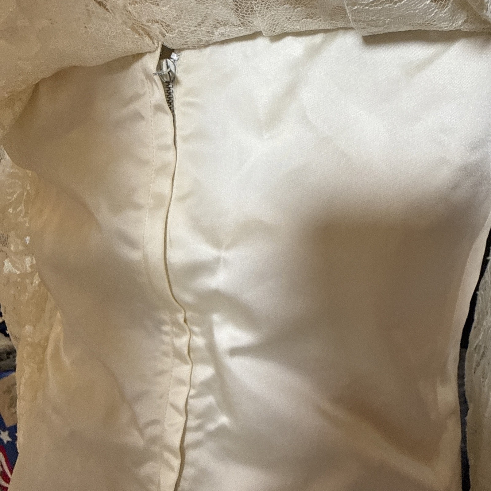 VTG silk wedding gown handmade from 1969 watteau lace train over 7 ft sz 8