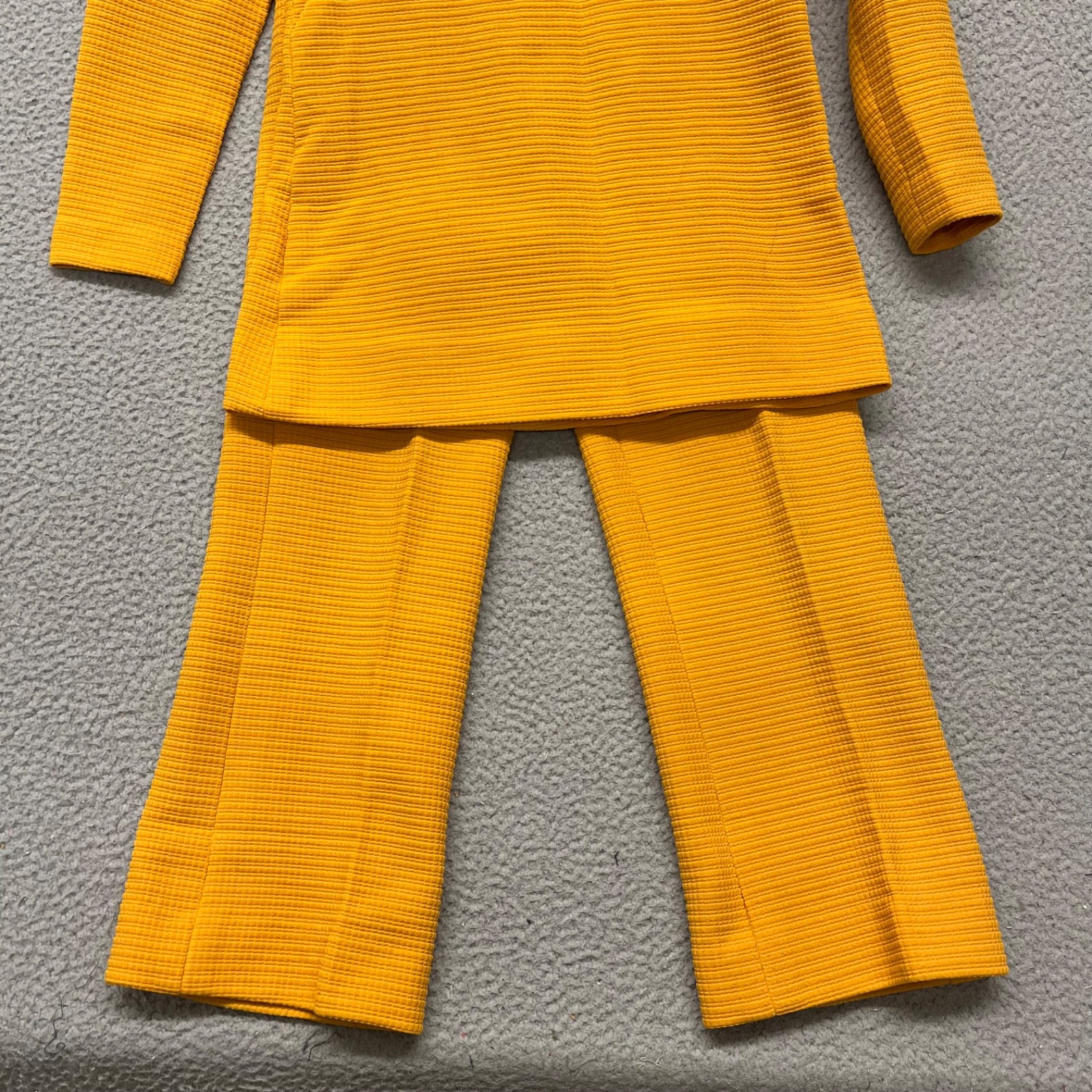 60’s Leisure Pant Set Womens S Marigold Yellow Textured Dacron Polyester 70’s
