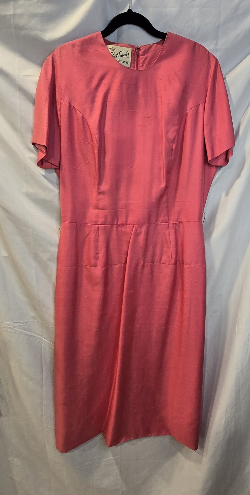 Vintage 40’s-50’s Paul Sachs Original Dress Pink Size 18 Matching Belt