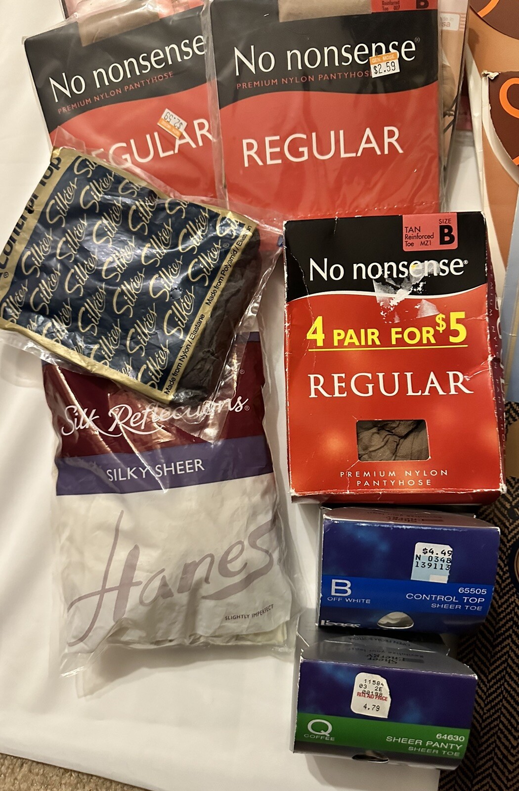 Vintage Pantyhose Lot Nylon Mixed Sizes Sheer Panty Sissy Nude Tan Black 21 Pack