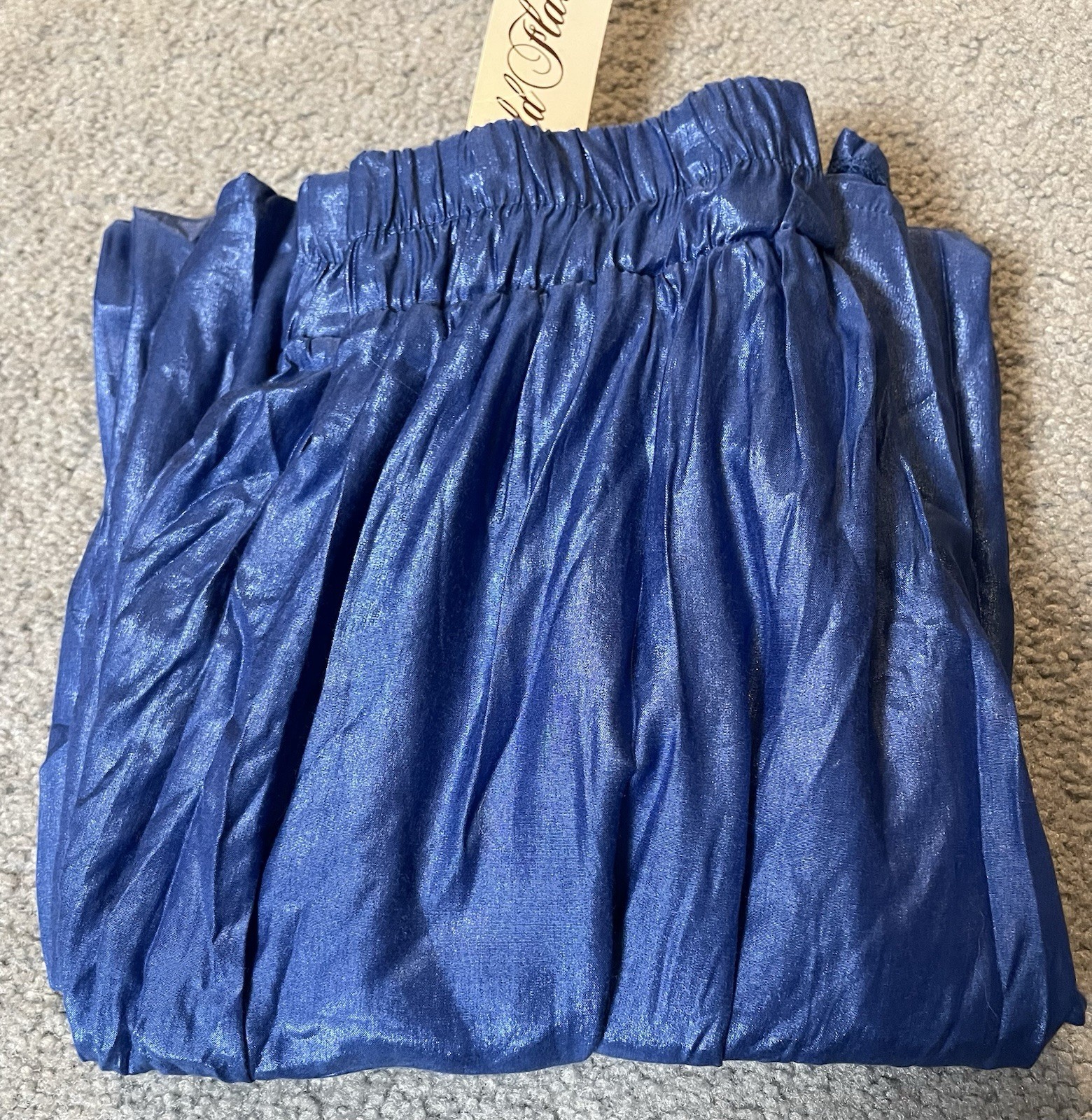 Vintage 70s Palazzo Pants Super Plus Womans 32 Blue Crinkly Wide Leg Blue Party