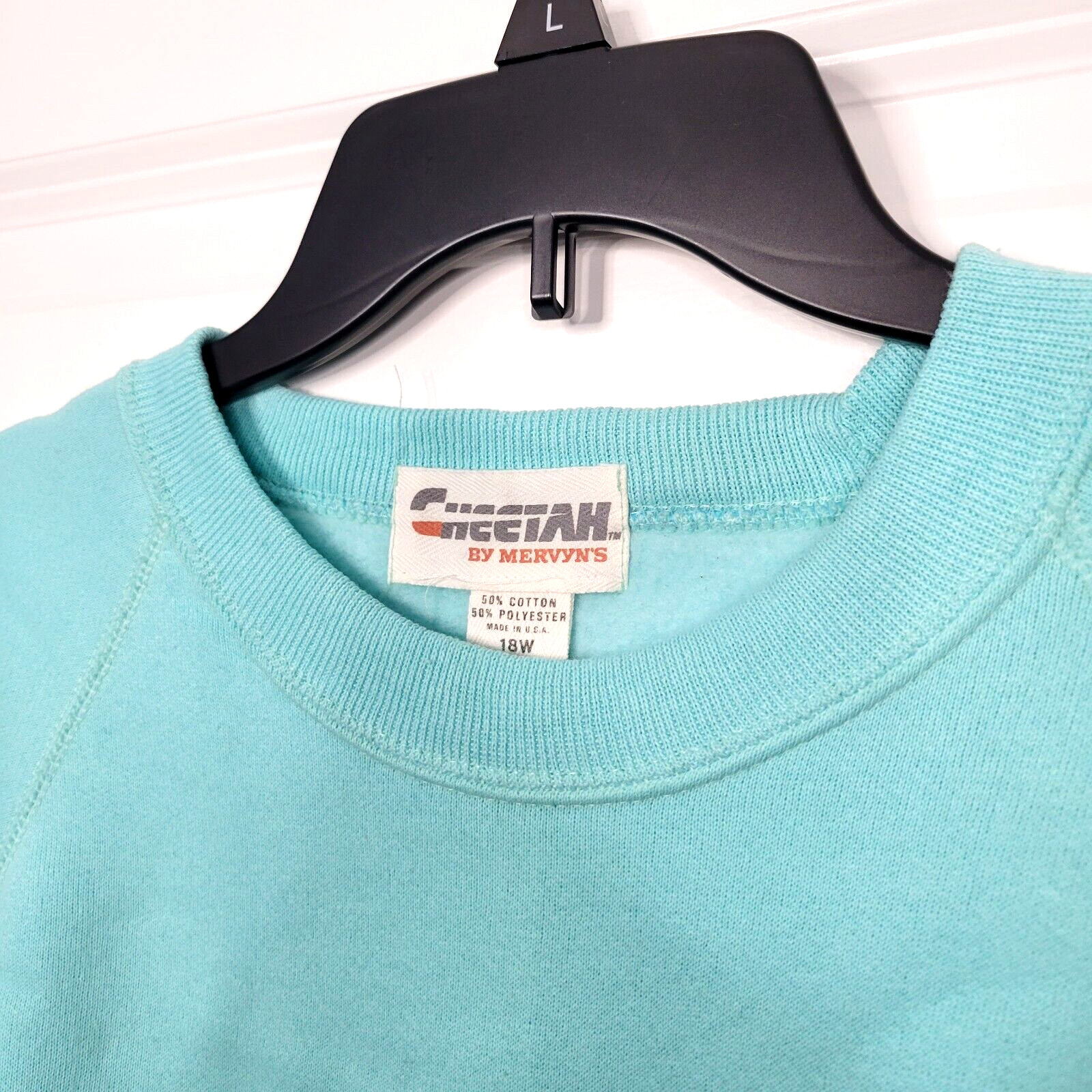 Vintage Crewneck Blank Sweatshirt Cheetah Women’s XL 18W Blue U.S.A Made New 90s