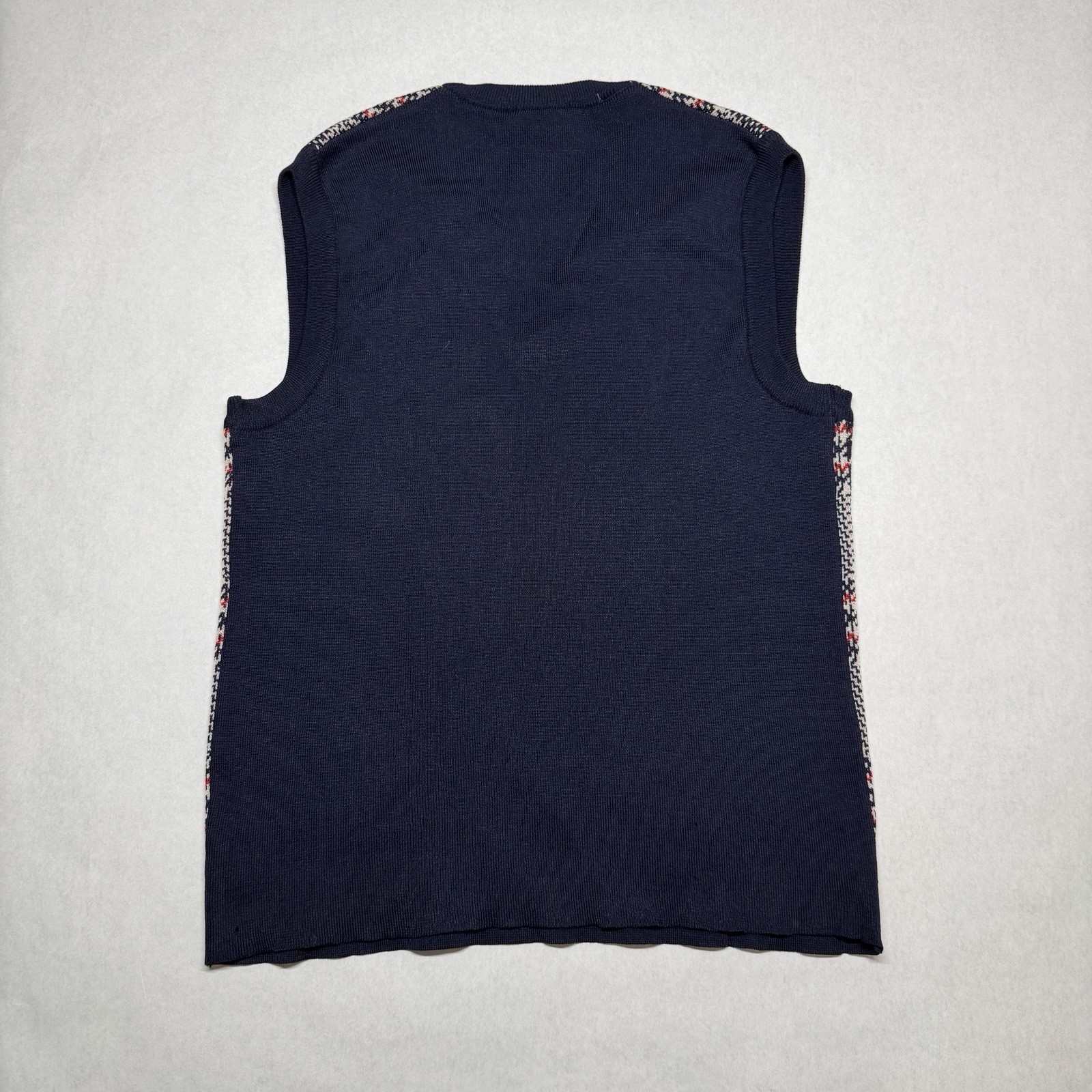 Vintage Gino Paoli Sweater Vest V-neck Womens Large Navy Plaid Made In Italy