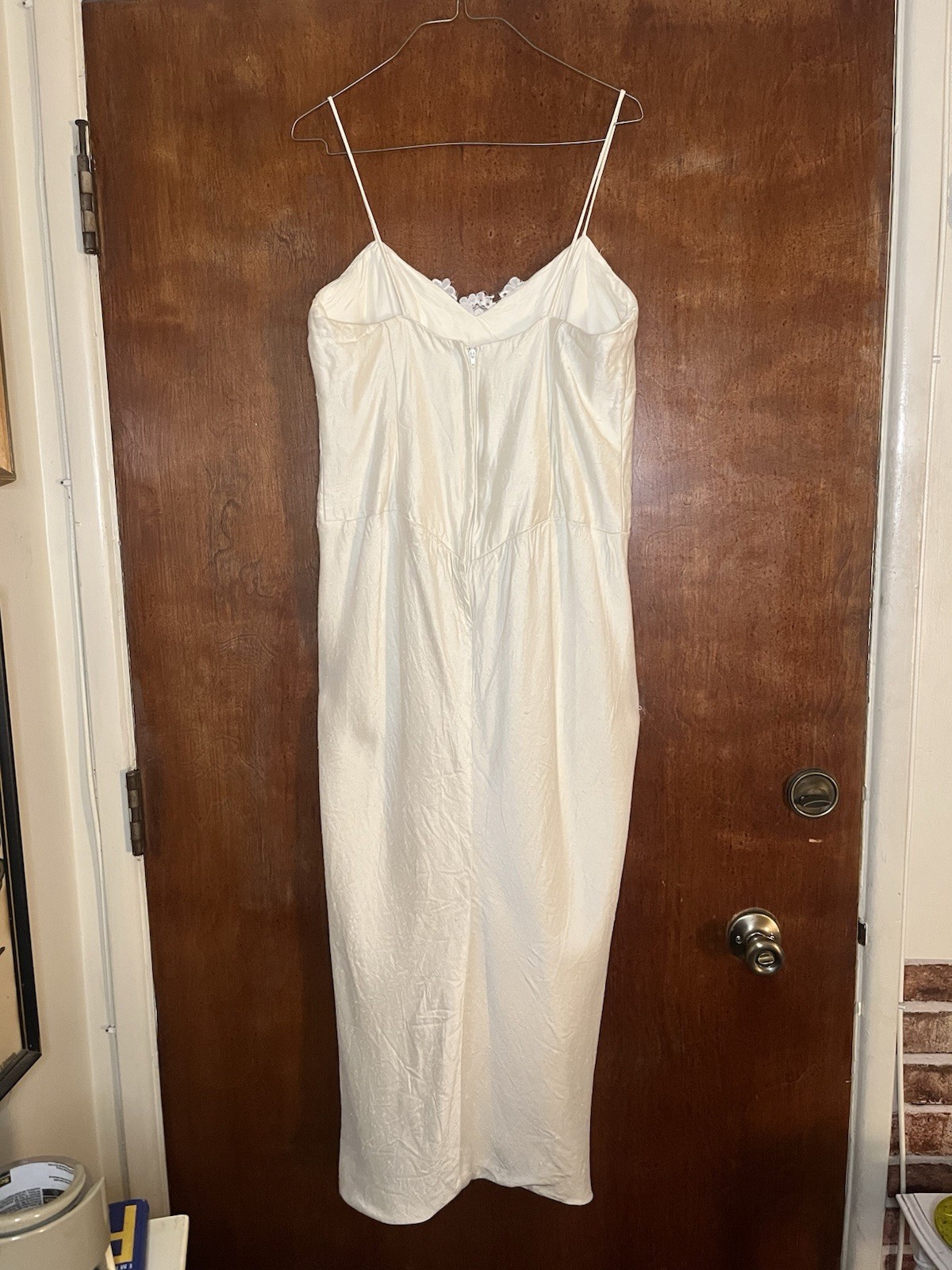 Vtg Wedding Tulip Skirt Dress Gown Beading Flower ZURCION METHOD Wiggle dress M