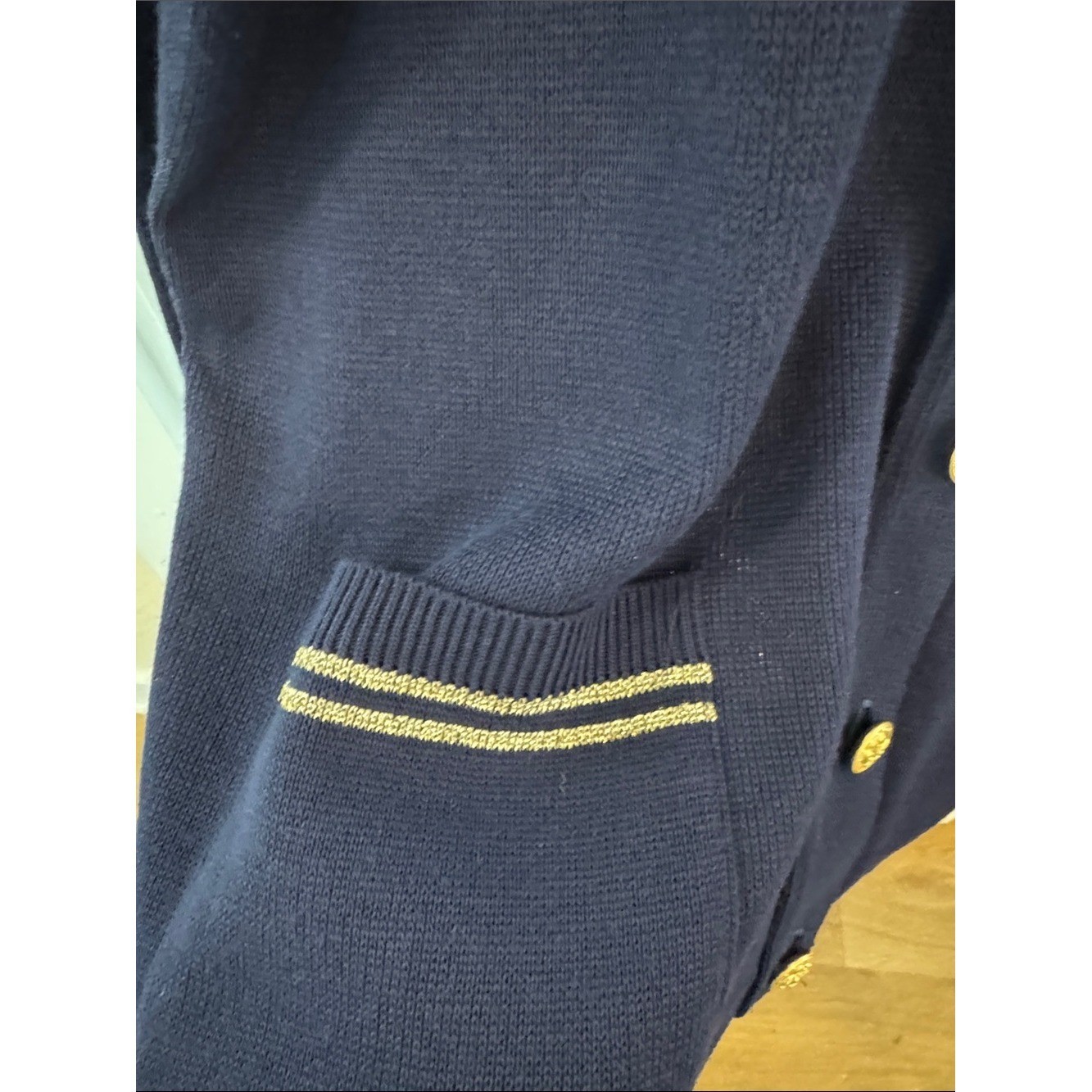 Vintage Bay Point Thread Navy Nautical Cardigan Gold Buttons Stars XL USA