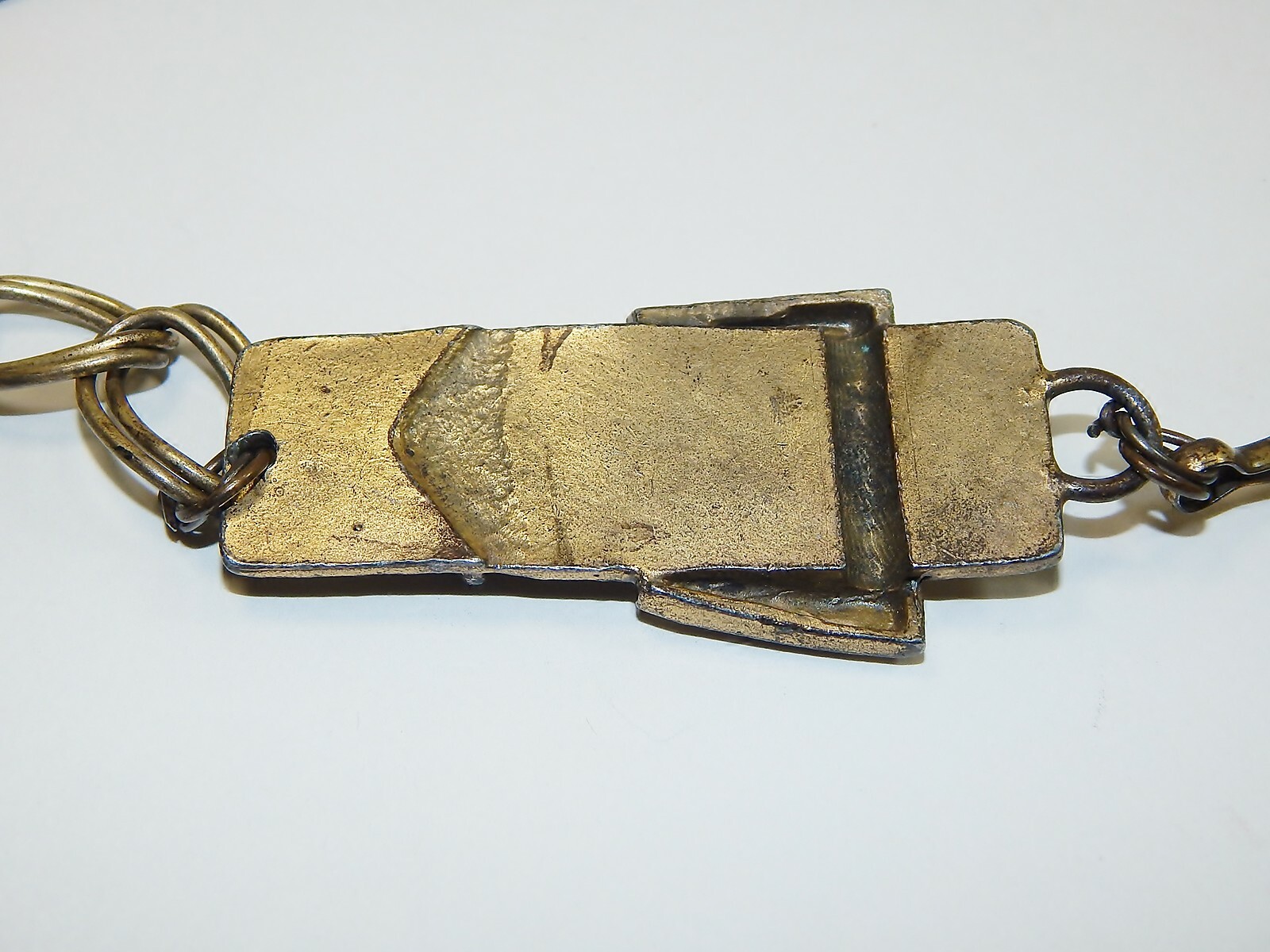 BRASS CHAIN BELT & BUCKLE, Vintage Womens 38″ Heavy Duty Brass Double Loop Chain