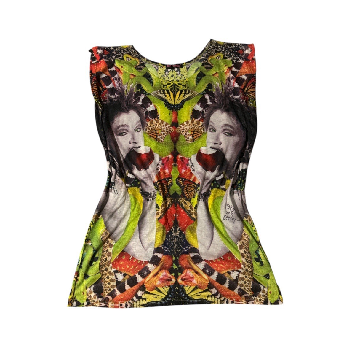 Betsey Johnson vintage 90s Queen of Apple Top Vintage All over print Rare
