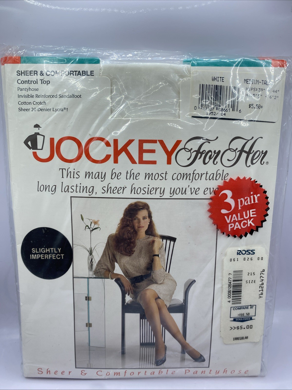 Vtg 3pk Jockey For Her Sheer Comfortable Control Top Pantyhose Medium-Tall White