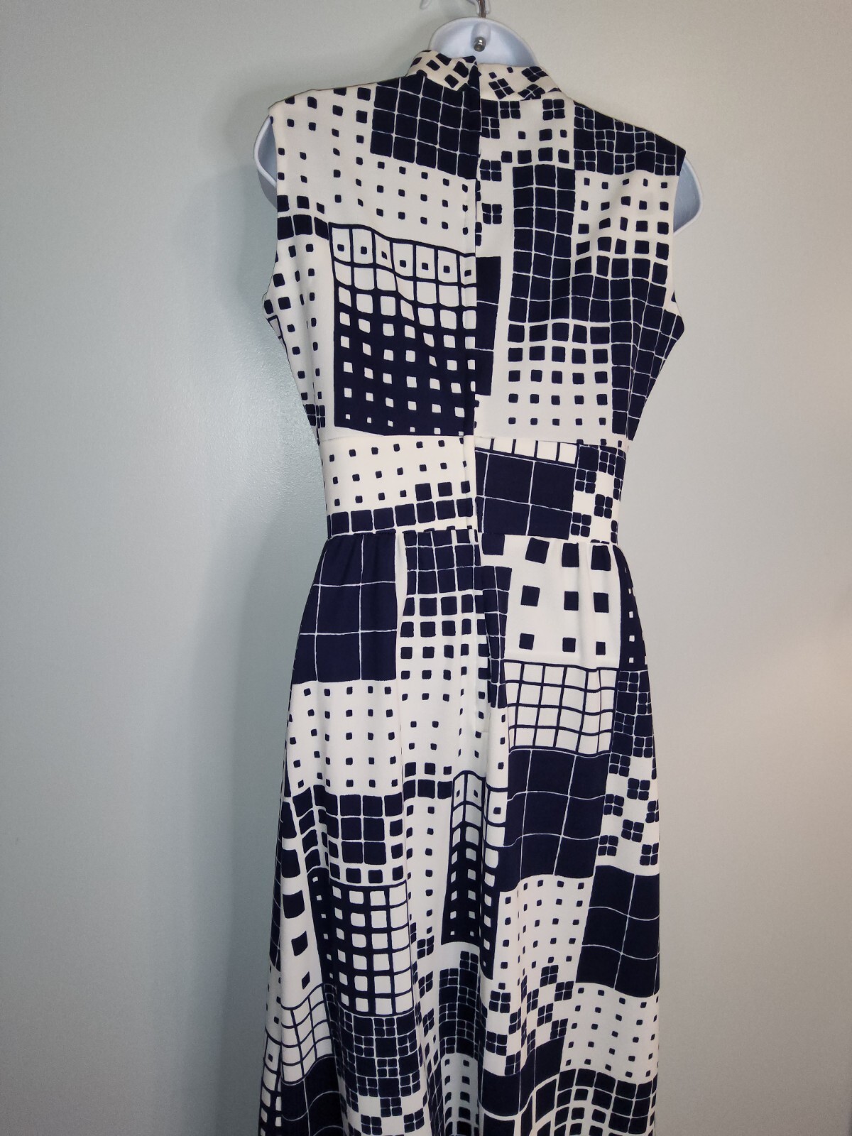 Vintage 1960s Bleeker Street Keyhole Dress Blue White