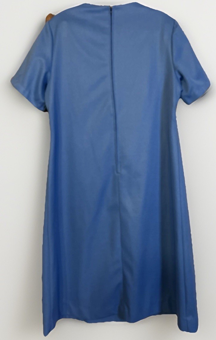 Vintage 1960s Womens 8 Blue Mod Shift Dress Lace Collar A Line Retro Mad Men
