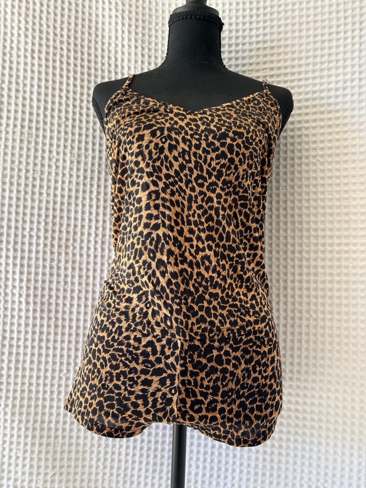 Magic Silk Vintage Animal Print Cami Sleep Set Loungewear Y2K Lingerie 90s