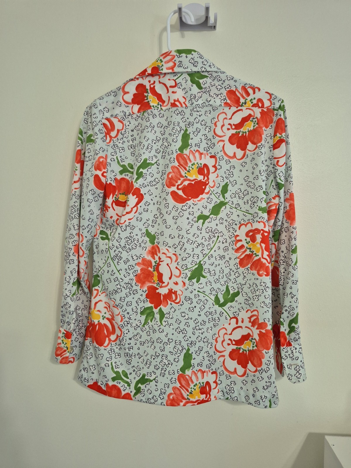 VTG 1970s Bleeker Street 2pc Twin Set Poppy Floral Shirt Tank -M