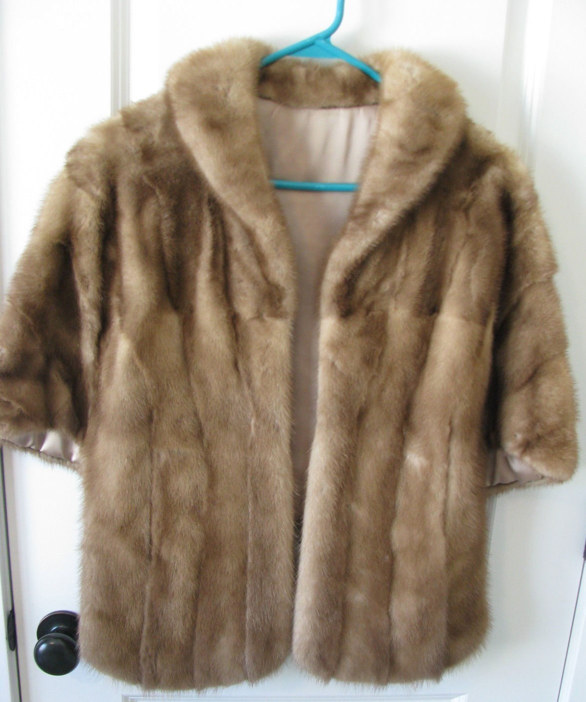 Vtg 1950s 60s Mink Fur Stole w/Tails Champagne Blonde Wedding Wrap Cape Coat R7