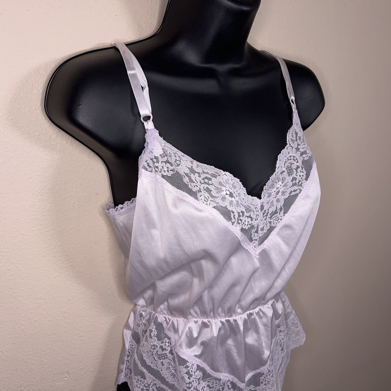 Vintage Small Ashley Taylor Teddy Bodysuit Lilac Pastel Lace Trim Retro Lingerie