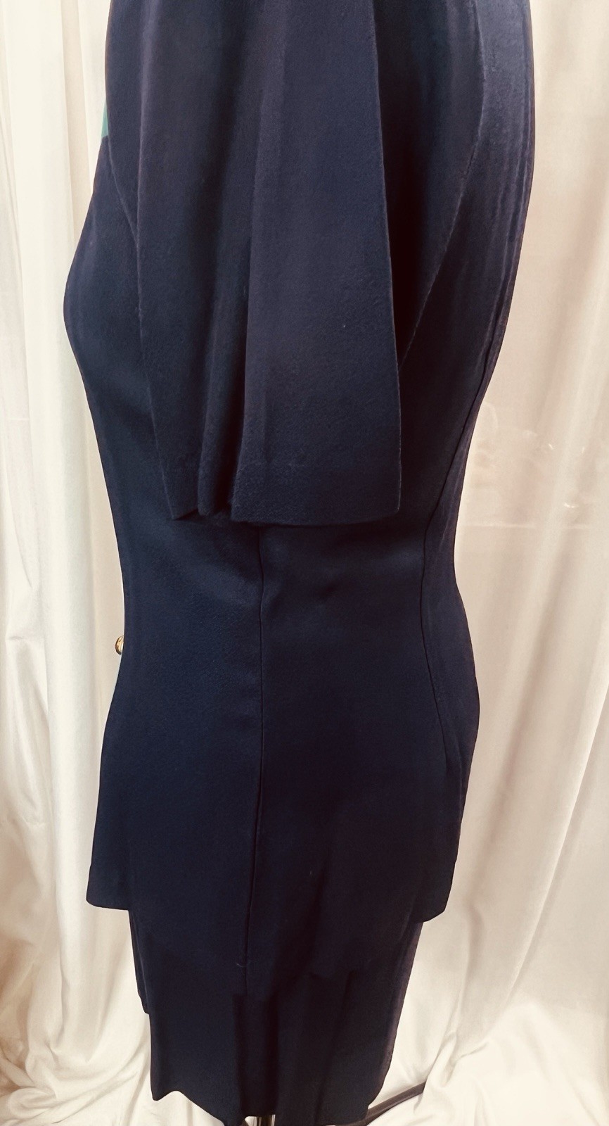 Vintage 80s DJ Summers Colorblock Skirt Suit Green Navy Cream Geometric Size 12