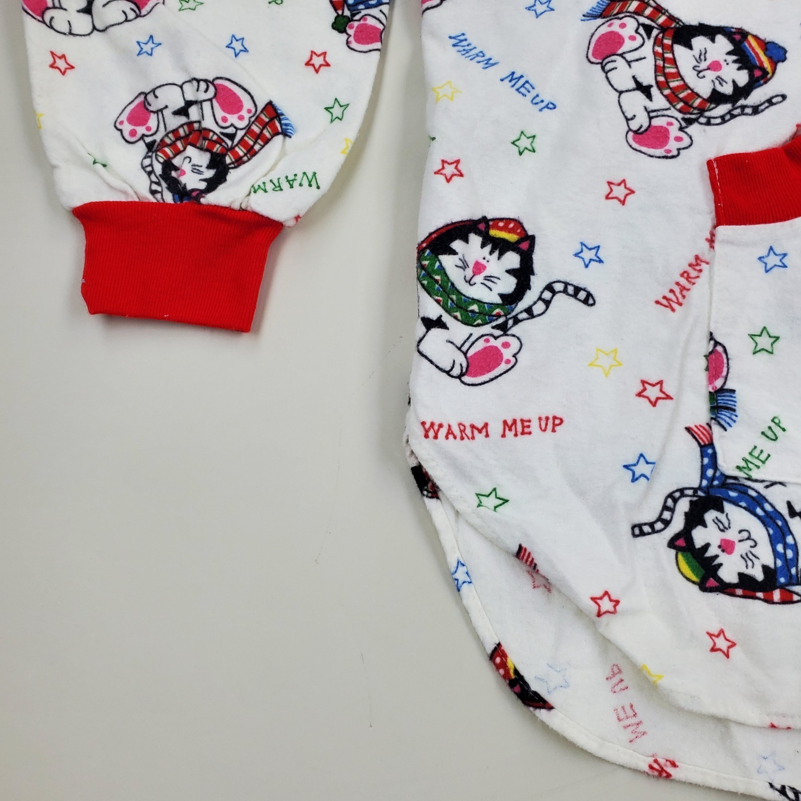 Vtg 80s Jennifer Dale Red Kitty Cats Cotton Pajama Top Sz XL ILGWU Made In USA