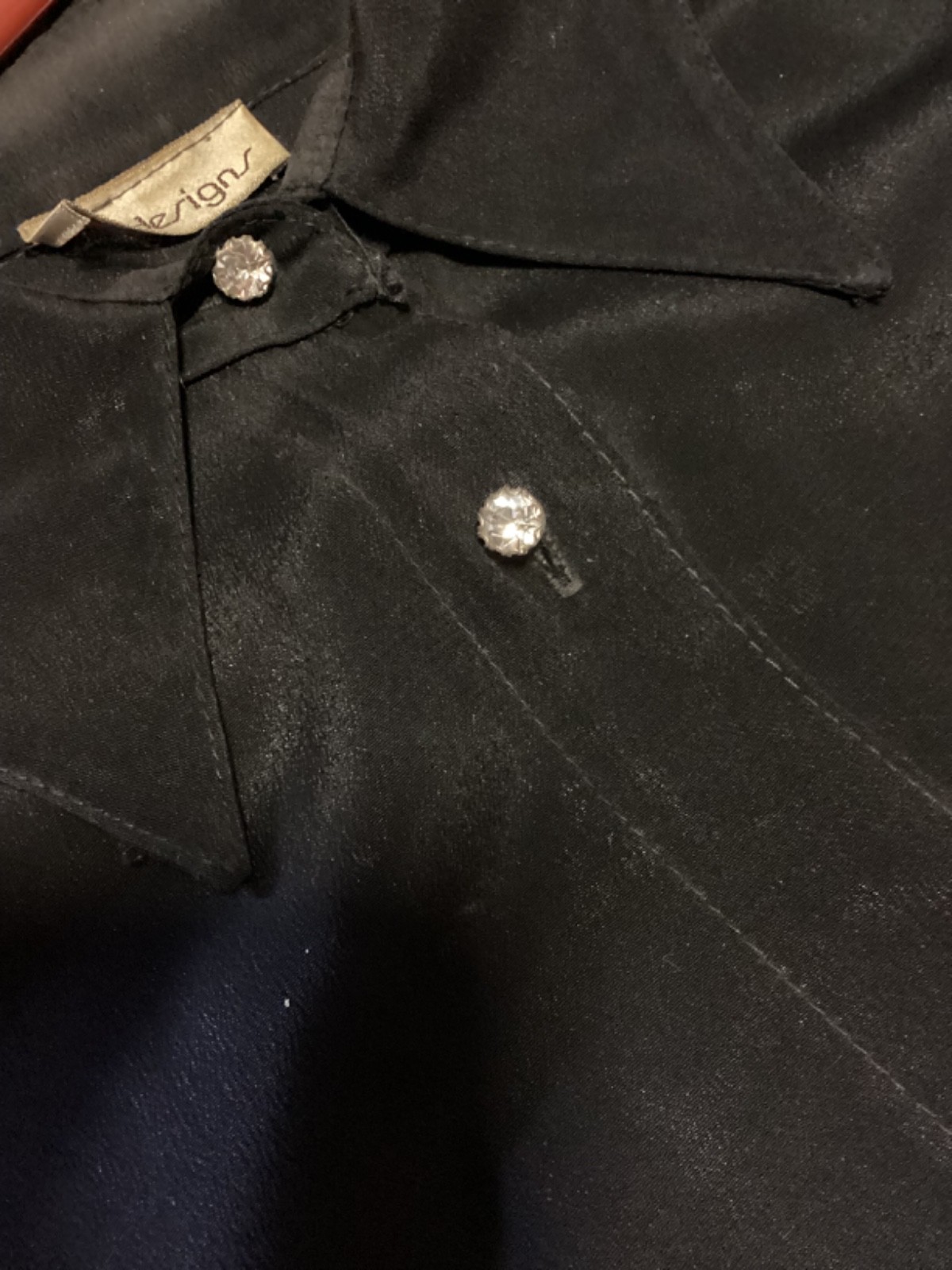 VTG 90s ARI Design Jeweled Button Up Black Shirt Size XL in Very Good Condition