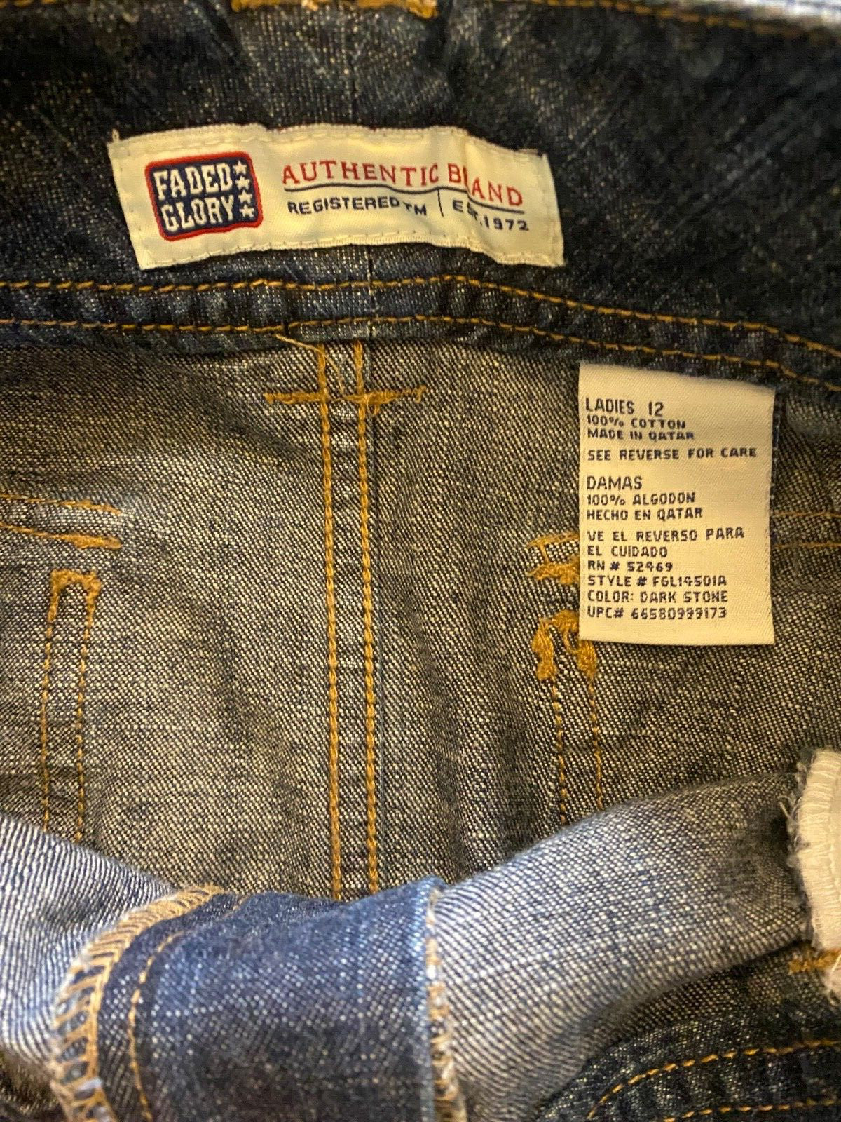 Vintage Faded Glory Authentic Wear Blue Denim Carpenter Maxi Skirt Size 12