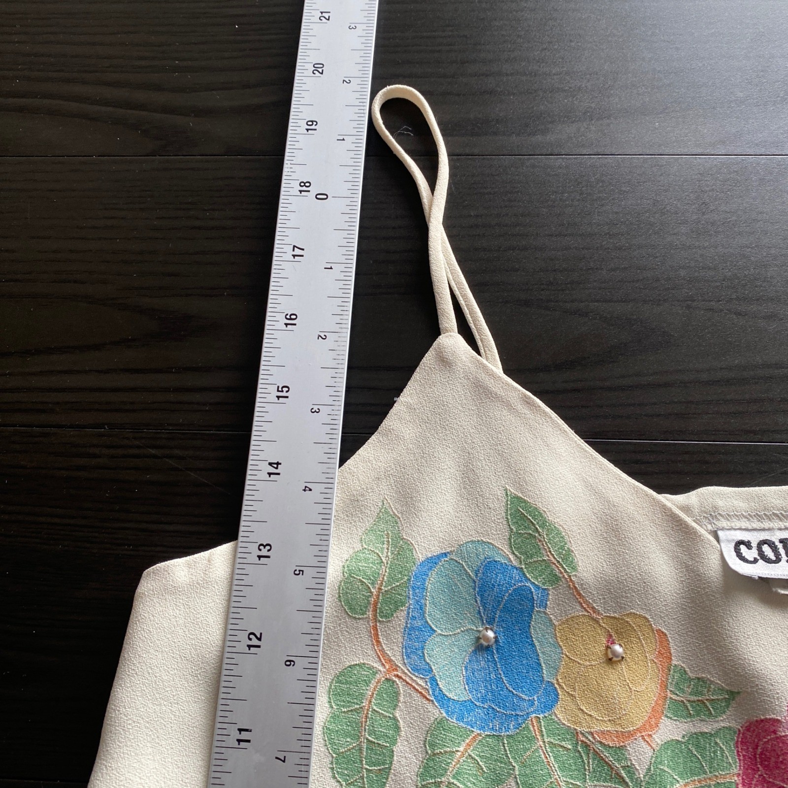 90s Vintage Cami Large Colours Soft Romantic Cream Floral Boho Floral Made USA