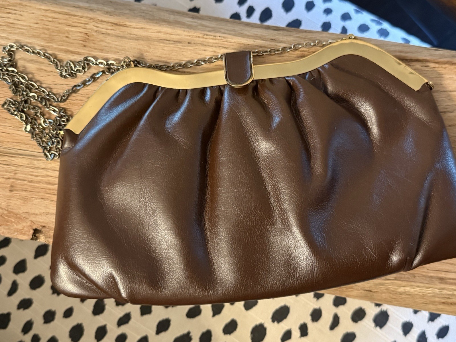 VTG HL USA Brown Chocolate Clutch Shoulder Strap Purse Gorgeous