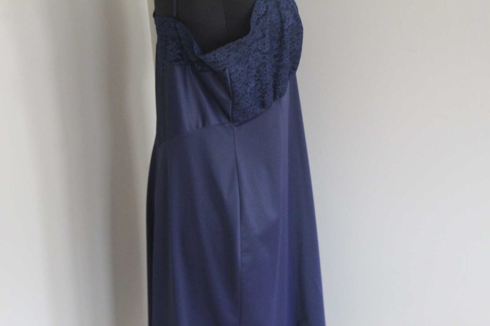 Vintage Van Raalte Satin Nylon Suavette Navy Blue Size 40A