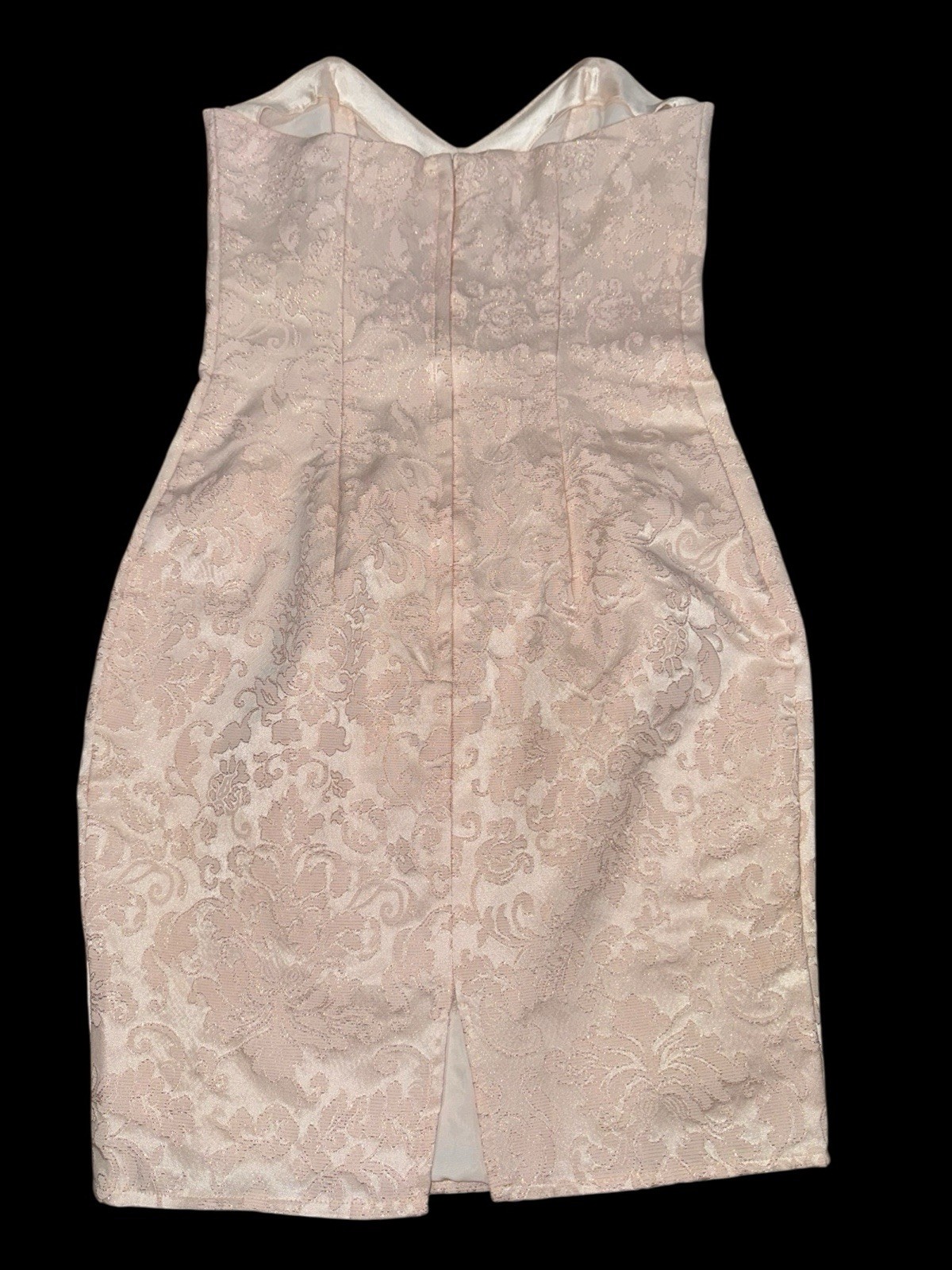 Jessica McClintock Gunne Sax Strapless Jacquard Brocade Cocktail Dress Pink 7/8