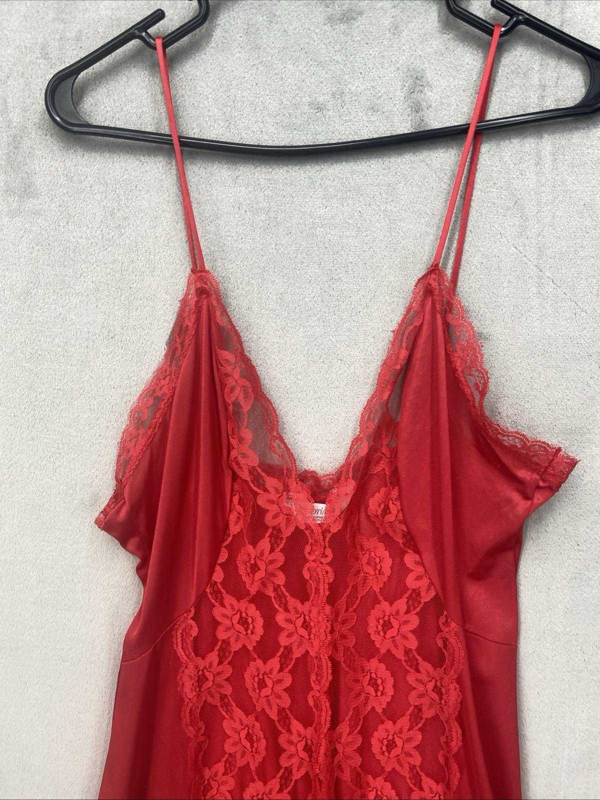 Vintage Y2K Sabrina slip Dress Red Babydoll Floral Lace Lingerie Romantic USA