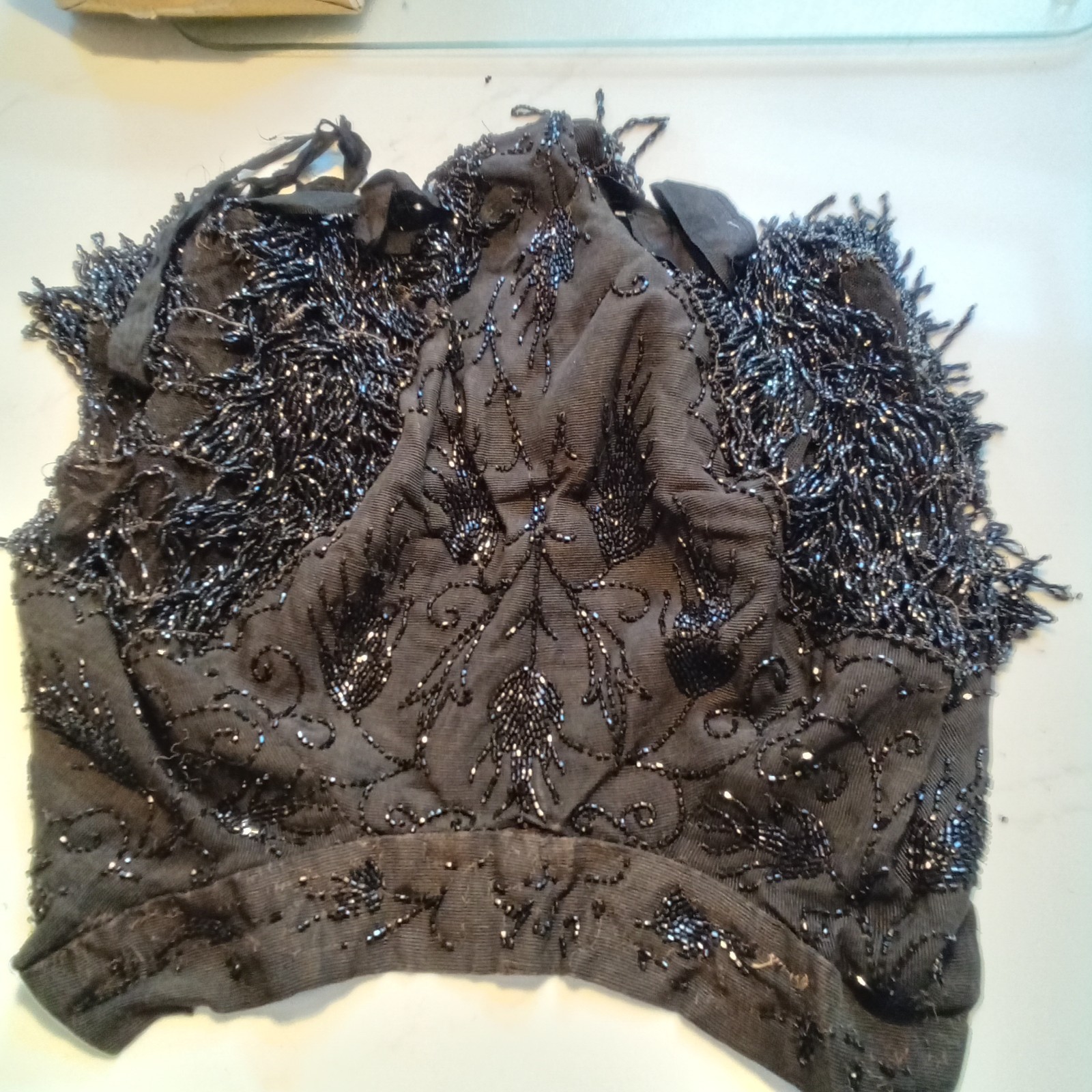 Vintage Lord & Taylor Black Bugle Bead Cape Fragile