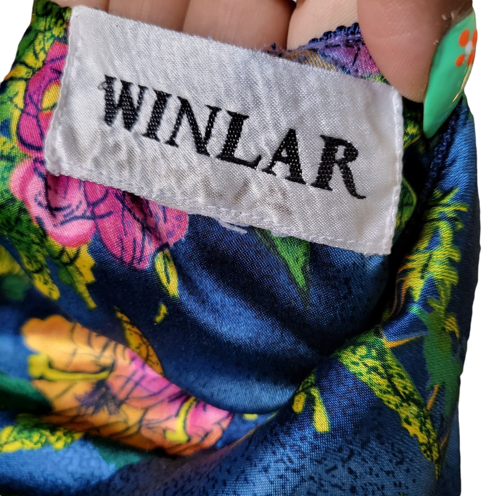 Vintage Winlar Mayoria Hawaiian kaftan house lounge dress mumu Blue Floral M-XXL