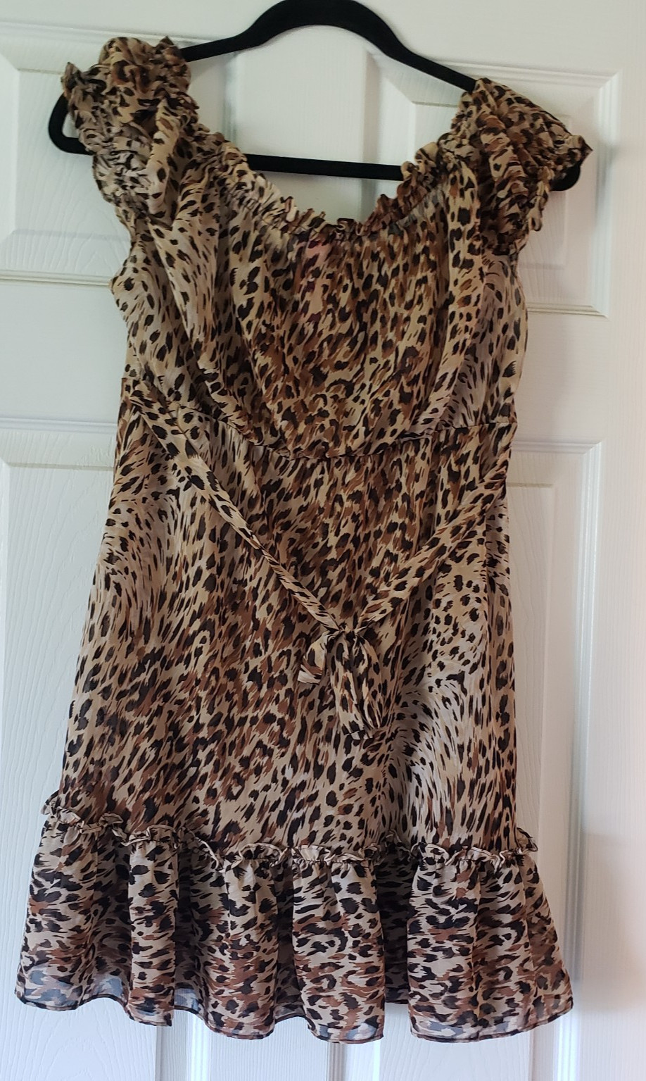 Betsey Johnson Intimates Milk Maid Ruffle Leopard Dress Party Boho Medium