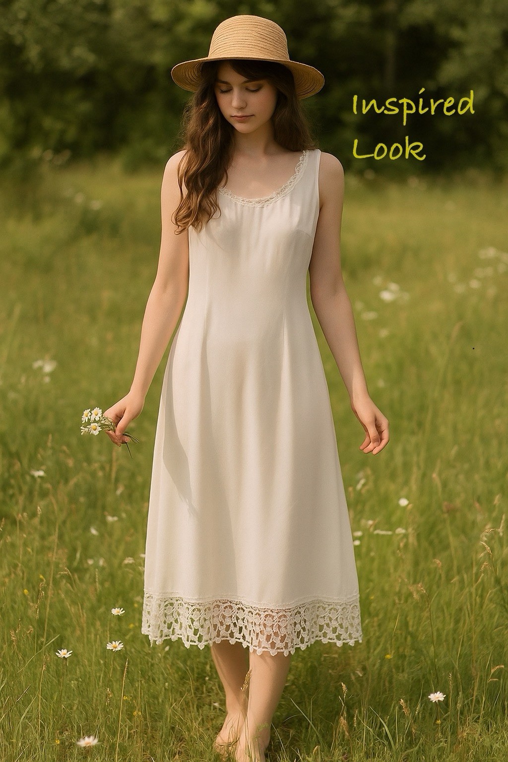 Vintage Katy D Kathryn Deene White Lace Slip Dress—Size 14/16 Made in USA