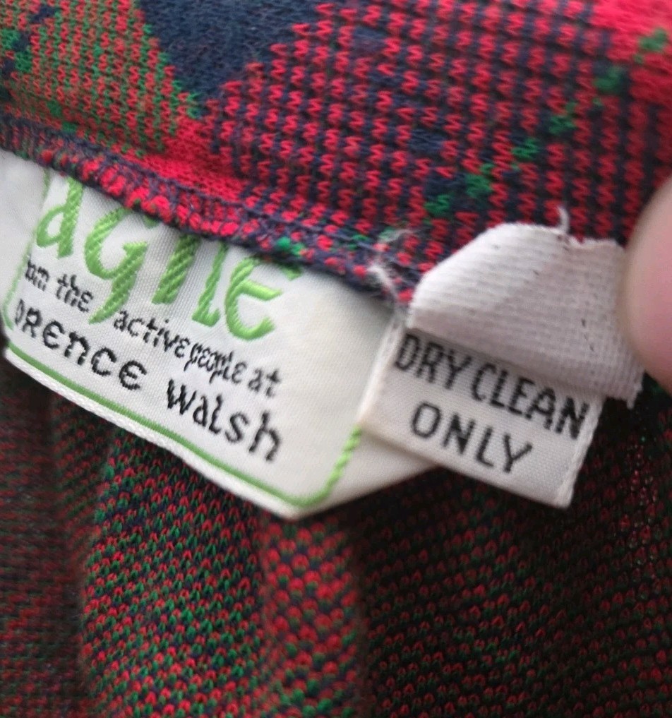 Vtg. Agile Florence Walsh Red Green Blue Plaid Maxi Skirt- 29″ W 39” L Holiday