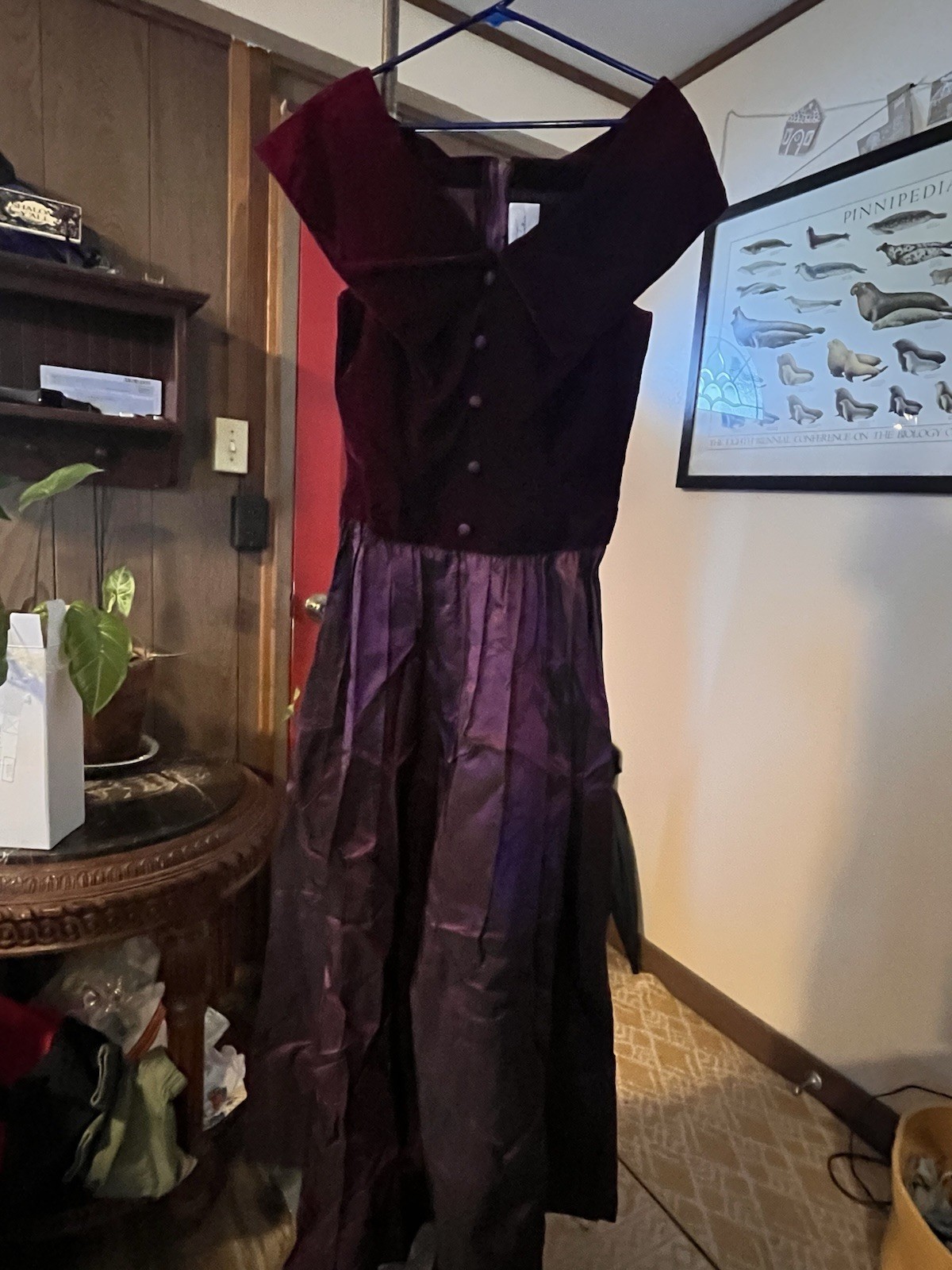 Vintage Union Made Alfred Angelo Dream Maker Purple Velvet & Nylon Dress 11/12