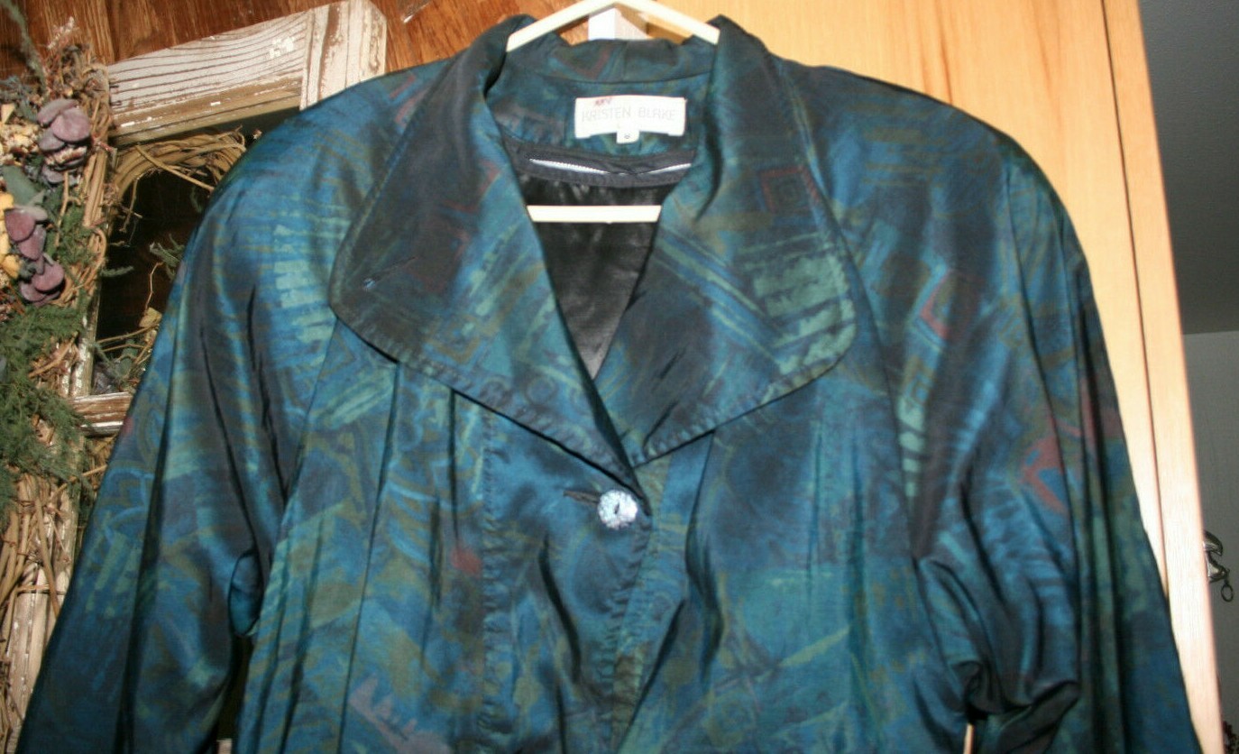 VINTAGE KRISTEN BLAKE VINTAGE 1970’S COAT ZIP OUT LINING BLUES/GREENS SIZE 8