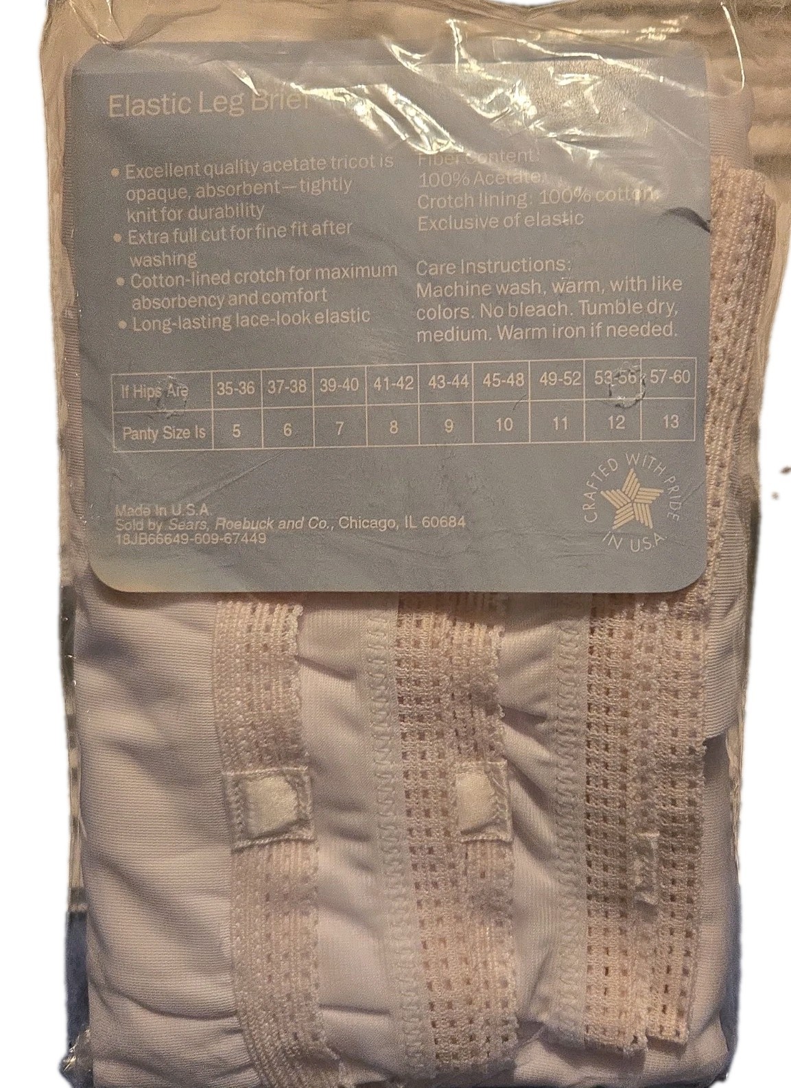 Vintage Sears „Blue Package Panties” Sz 9 White 100% Acetate Tricot 3-Pack NOS