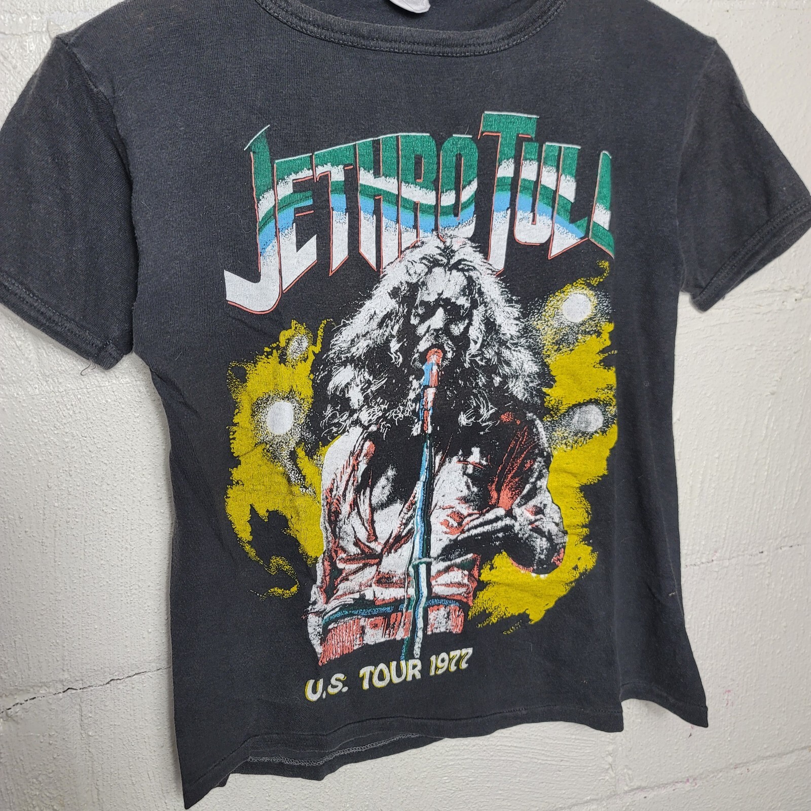 Vintage 1977 70s Jethro Tull U.S. Tour Double Sided Graphic Ringer T-Shirt Small