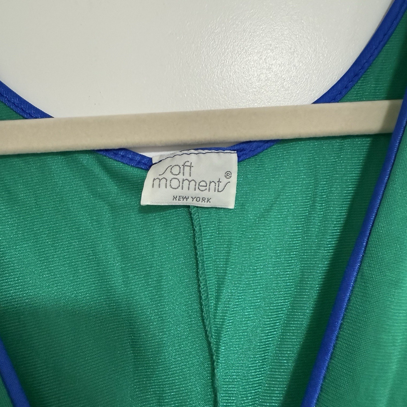 Vintage Green Mid Length Nightgown Size Medium Lingerie USA Made Soft Moments